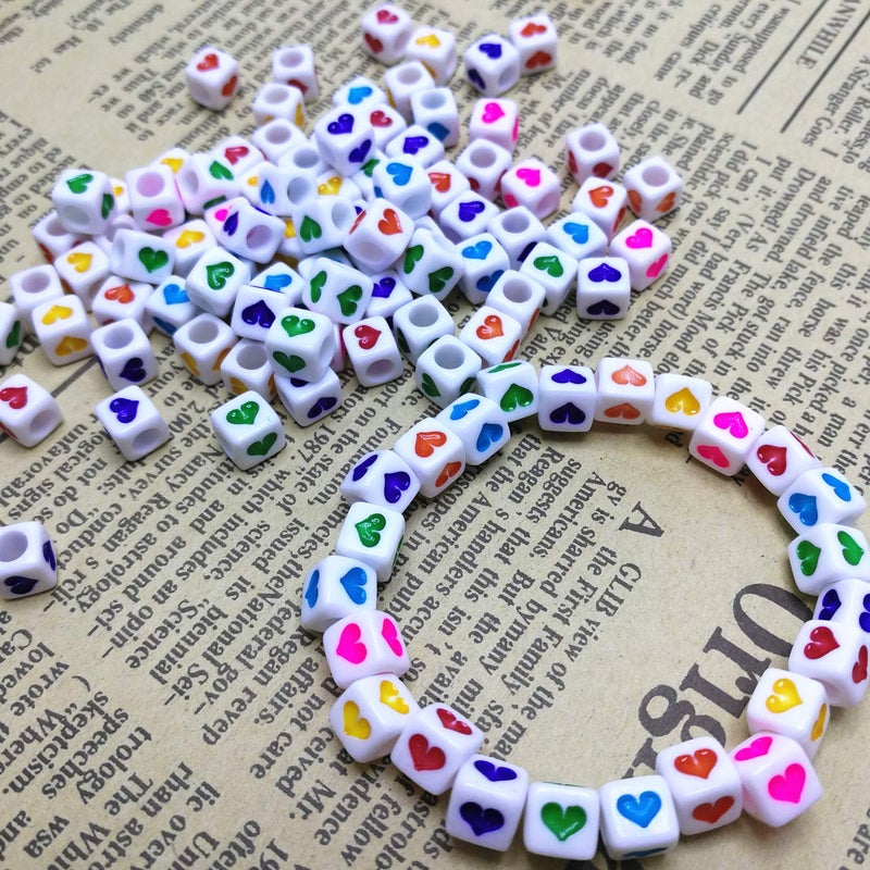 Looconi Amaney 400Pcs 6x6mm White Acrylic Colorful Heart sheap Cube Beads Mixed Colors Square Shape Loose Beads for Jewelry Making - Image 3